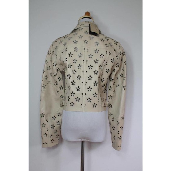 $6250 STUNNING NWT BURBERRY MOTO LAMBSKIN LEATHER LASER CUT JACKET COAT 6 S NEW! - Picture 7 of 10